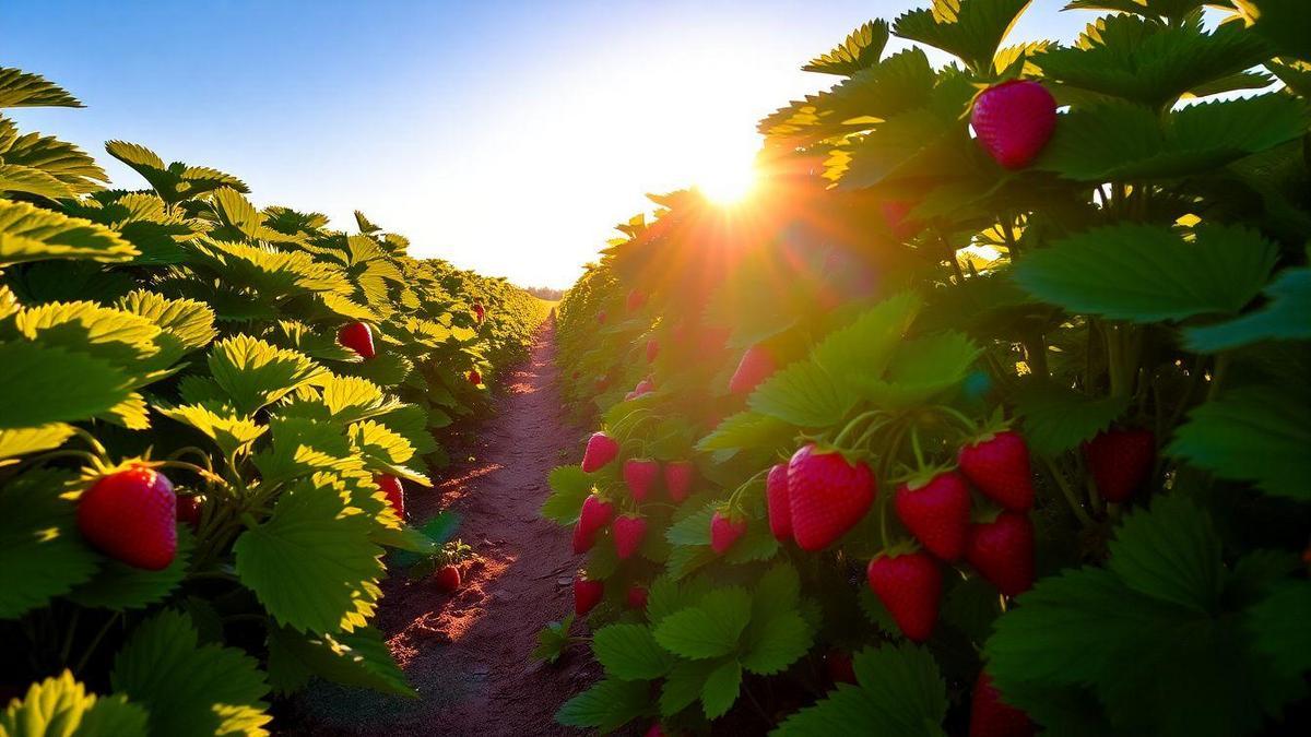 Ideal lighting and temperature for beautiful and healthy strawberries